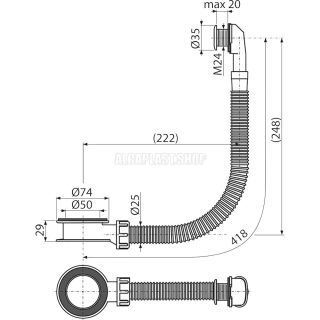 Слив-перелив для раковины AlcaPlast белый A328B